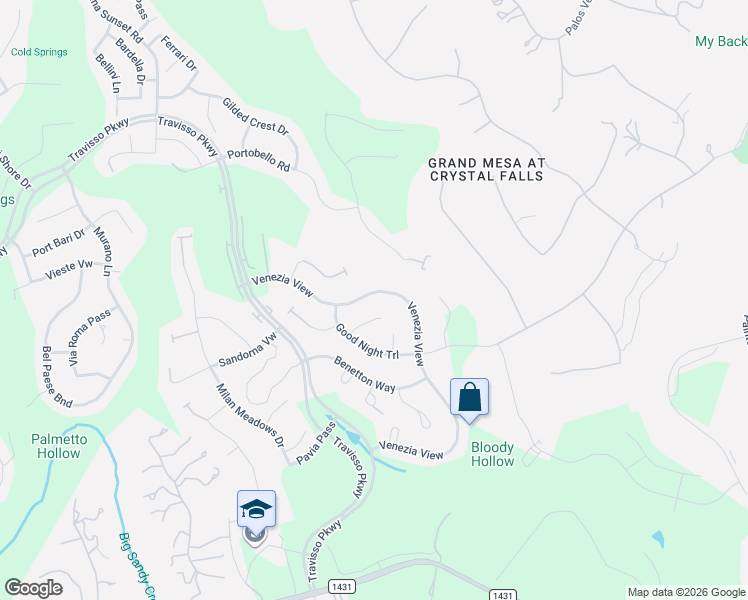 map of restaurants, bars, coffee shops, grocery stores, and more near 3401 Venezia View in Leander