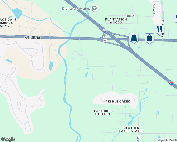 map of restaurants, bars, coffee shops, grocery stores, and more near 4444 Youpon Road in Pensacola