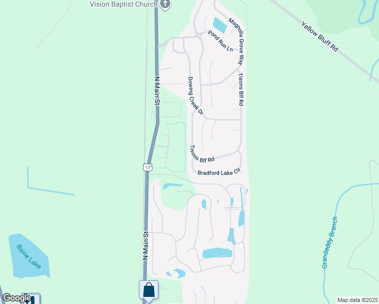 map of restaurants, bars, coffee shops, grocery stores, and more near 16002 Tison Bluff Road in Jacksonville
