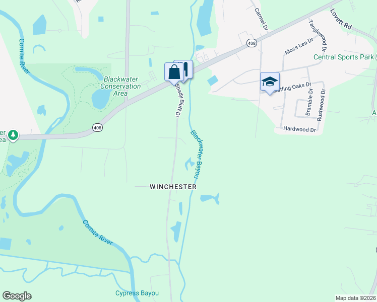 map of restaurants, bars, coffee shops, grocery stores, and more near 9650 Trails End Avenue in Baton Rouge