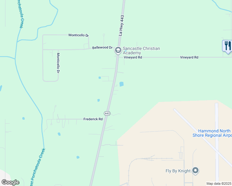 map of restaurants, bars, coffee shops, grocery stores, and more near 46455 Morris Road in Hammond