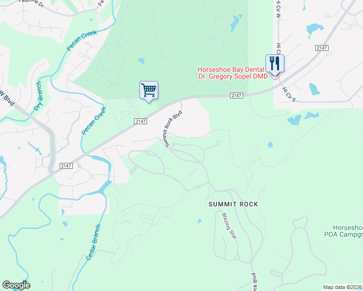 map of restaurants, bars, coffee shops, grocery stores, and more near Highway 2147 in Horseshoe Bay