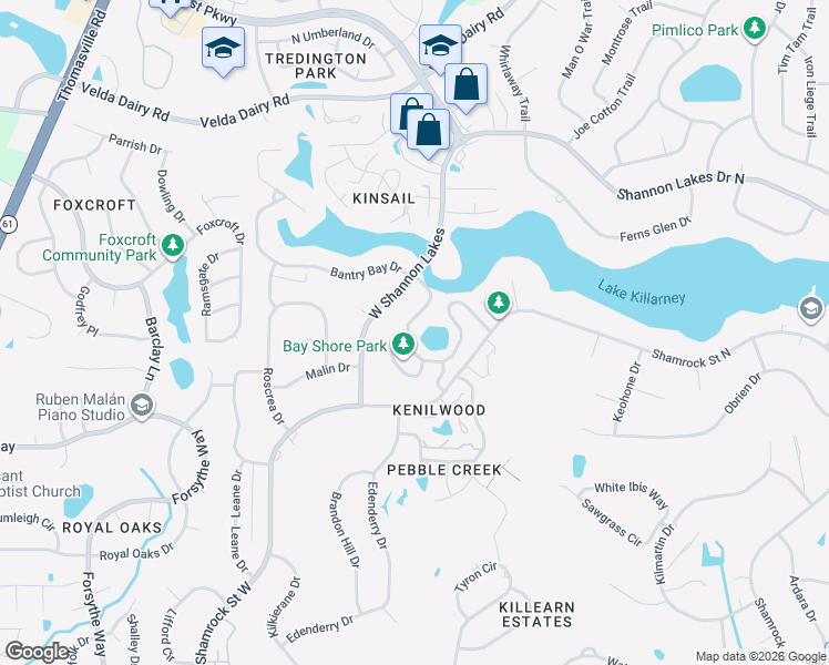 map of restaurants, bars, coffee shops, grocery stores, and more near 4475 Bay Shore Circle in Tallahassee