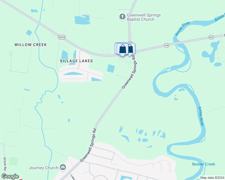 map of restaurants, bars, coffee shops, grocery stores, and more near 18619 Greenwell Springs Road in Central