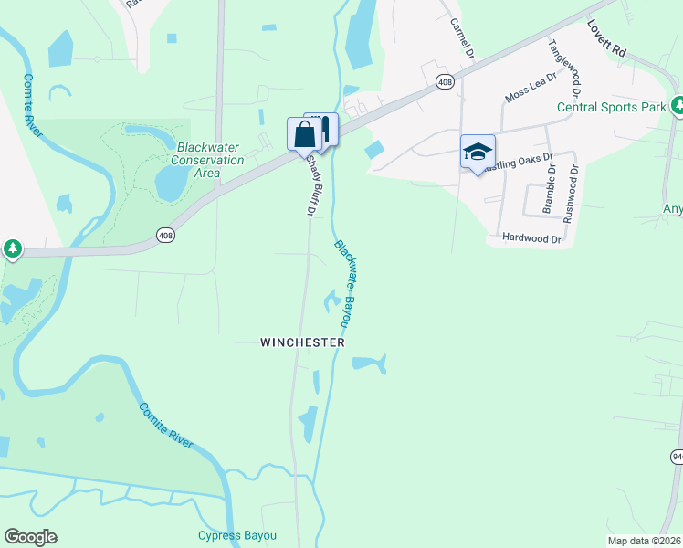 map of restaurants, bars, coffee shops, grocery stores, and more near 9650 Trails End Avenue in Baton Rouge