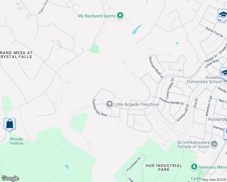 map of restaurants, bars, coffee shops, grocery stores, and more near 2728 War Wagon Way in Leander