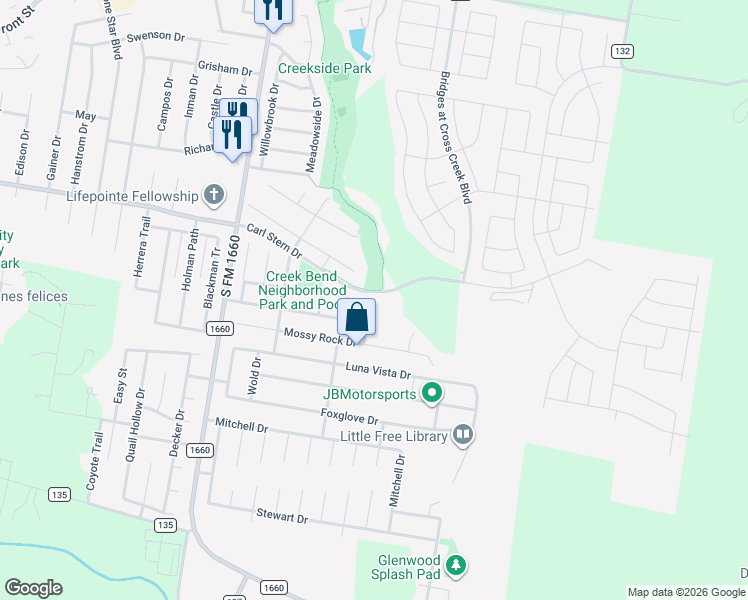 map of restaurants, bars, coffee shops, grocery stores, and more near 209 Ladybug Lane in Hutto