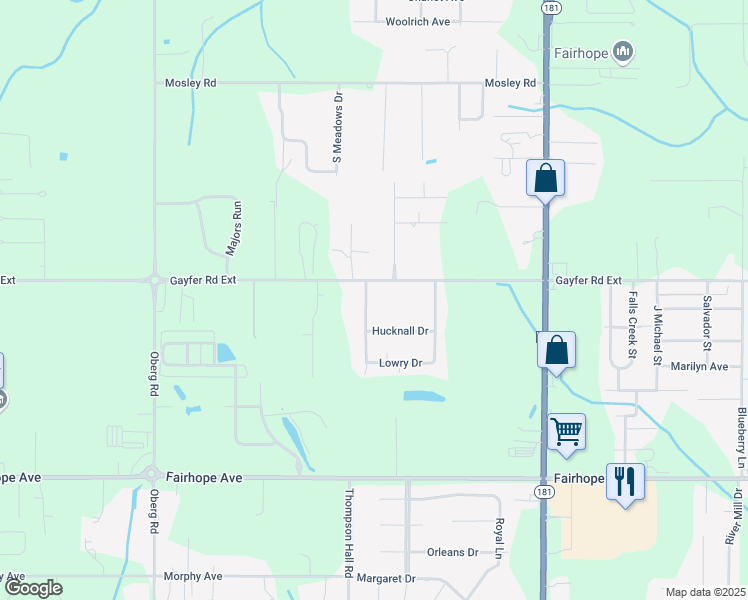 map of restaurants, bars, coffee shops, grocery stores, and more near 20940 Lowry Drive in Fairhope
