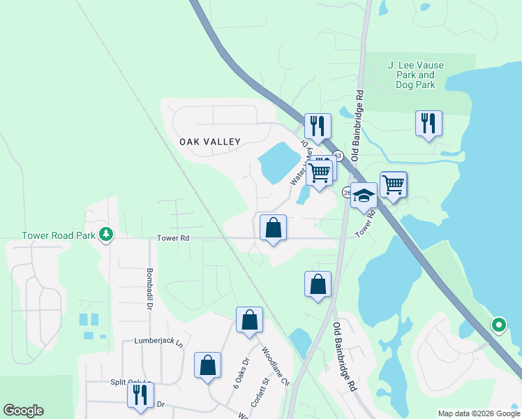map of restaurants, bars, coffee shops, grocery stores, and more near 4583 Russells Pond Lane in Tallahassee