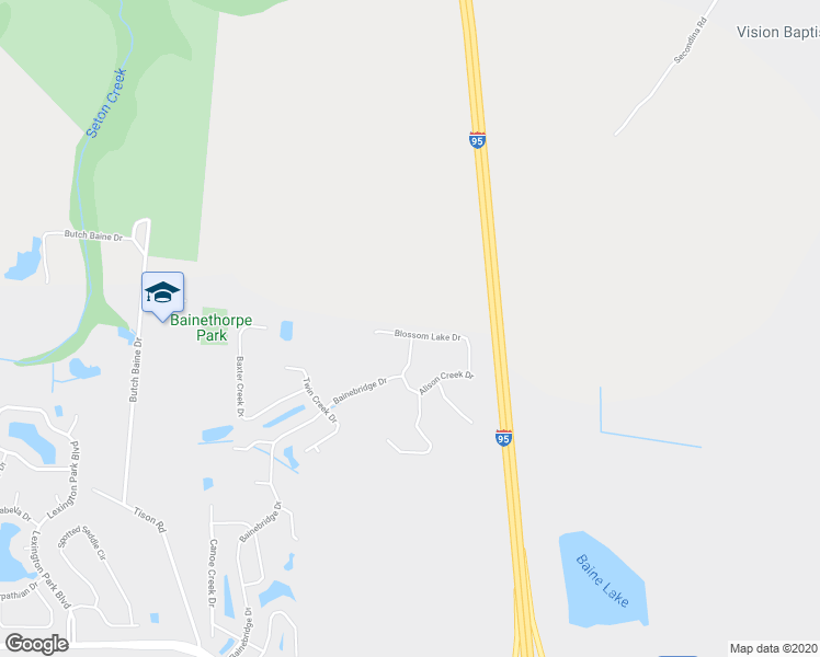 map of restaurants, bars, coffee shops, grocery stores, and more near 16102 Blossom Lake Drive in Jacksonville