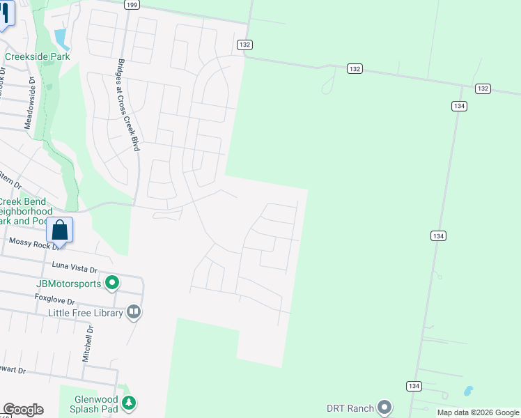 map of restaurants, bars, coffee shops, grocery stores, and more near 3750 County Road 132 in Hutto