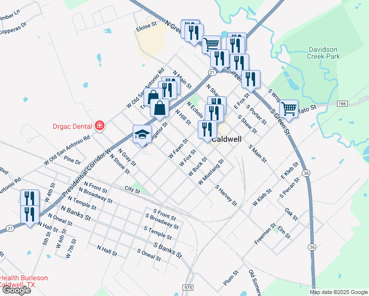 map of restaurants, bars, coffee shops, grocery stores, and more near 400 West Fox Street in Caldwell
