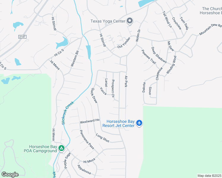 map of restaurants, bars, coffee shops, grocery stores, and more near 1402 Prospect in Horseshoe Bay