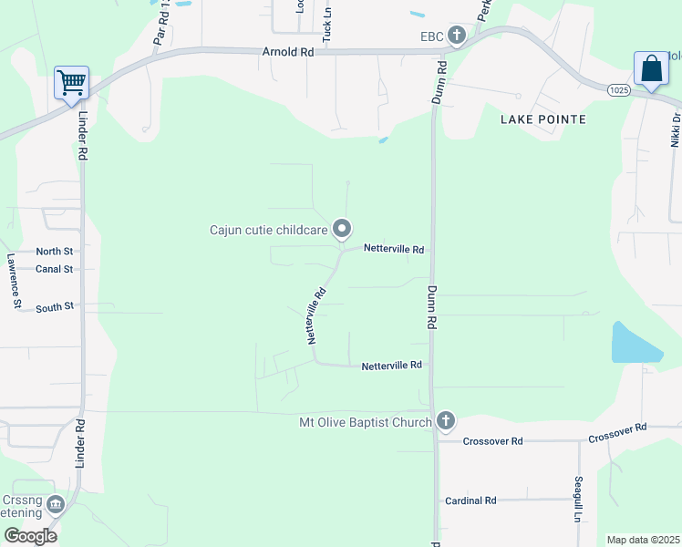 map of restaurants, bars, coffee shops, grocery stores, and more near 31812 Netterville Road in Denham Springs