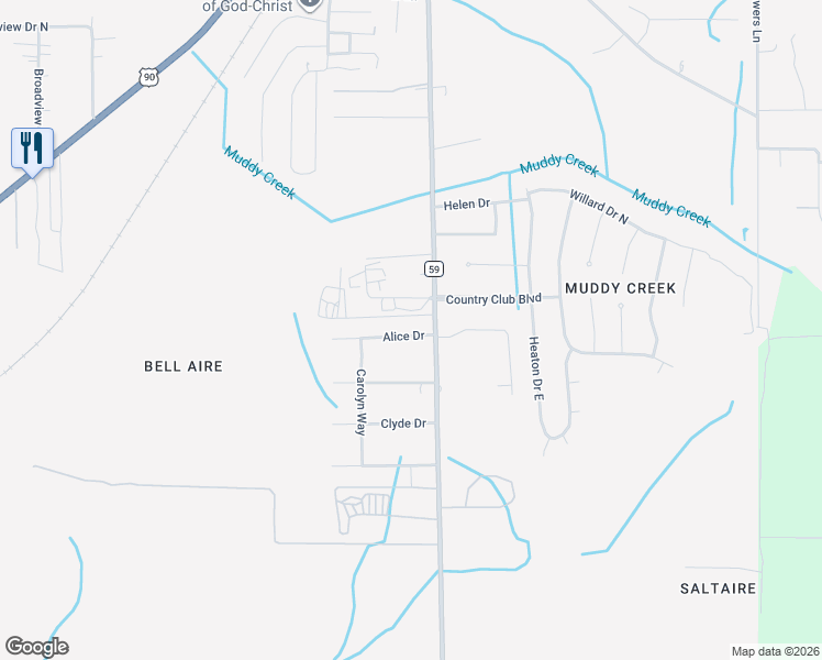 map of restaurants, bars, coffee shops, grocery stores, and more near 5570 Alice Drive in Theodore