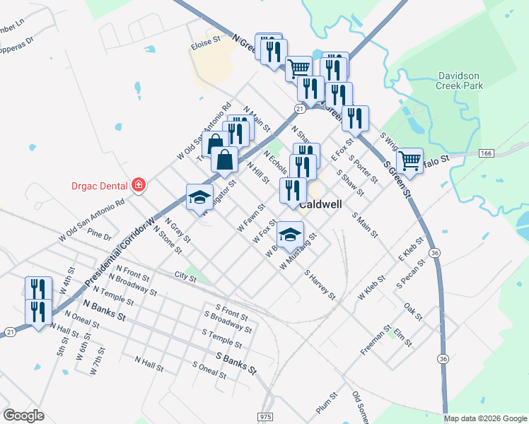 map of restaurants, bars, coffee shops, grocery stores, and more near 400 West Fox Street in Caldwell