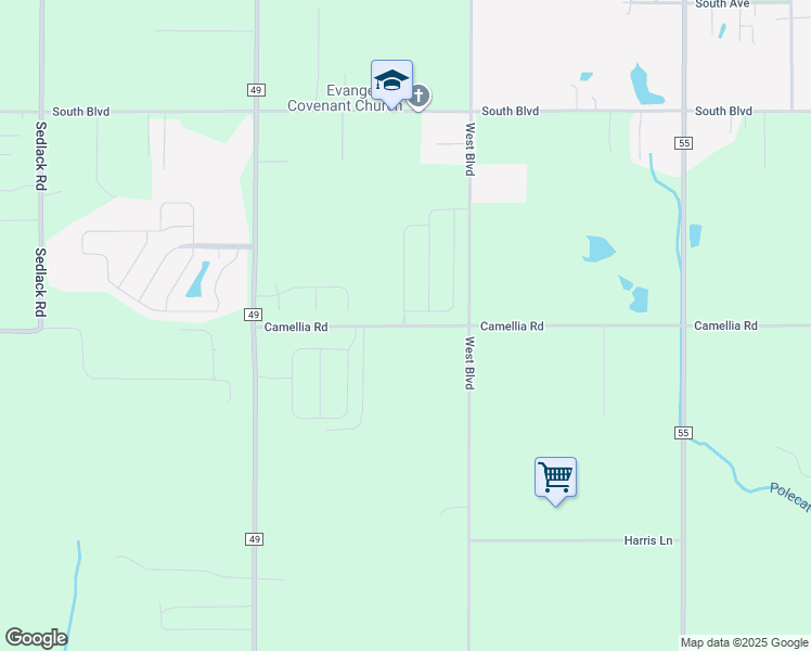 map of restaurants, bars, coffee shops, grocery stores, and more near 15251-15499 Camellia Road in Silverhill