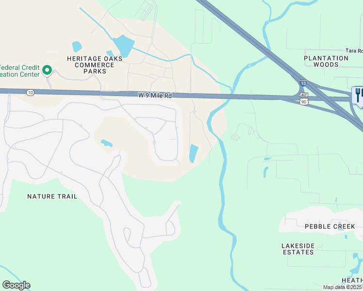 map of restaurants, bars, coffee shops, grocery stores, and more near 8817 Salt Grass Drive in Pensacola