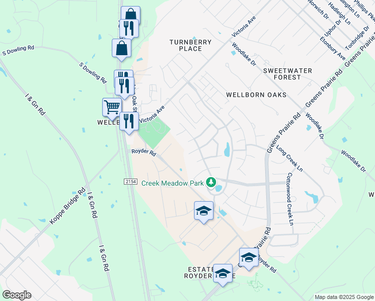 map of restaurants, bars, coffee shops, grocery stores, and more near 4207 Carnes Court South in College Station