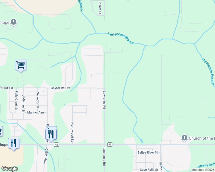 map of restaurants, bars, coffee shops, grocery stores, and more near 21000-21110 Lawrence Road in Fairhope