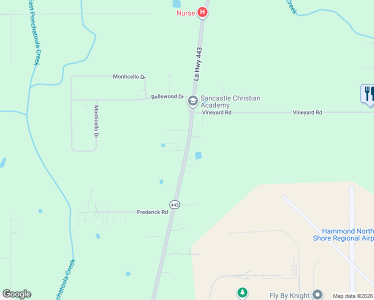 map of restaurants, bars, coffee shops, grocery stores, and more near 46487 Morris Road in Hammond