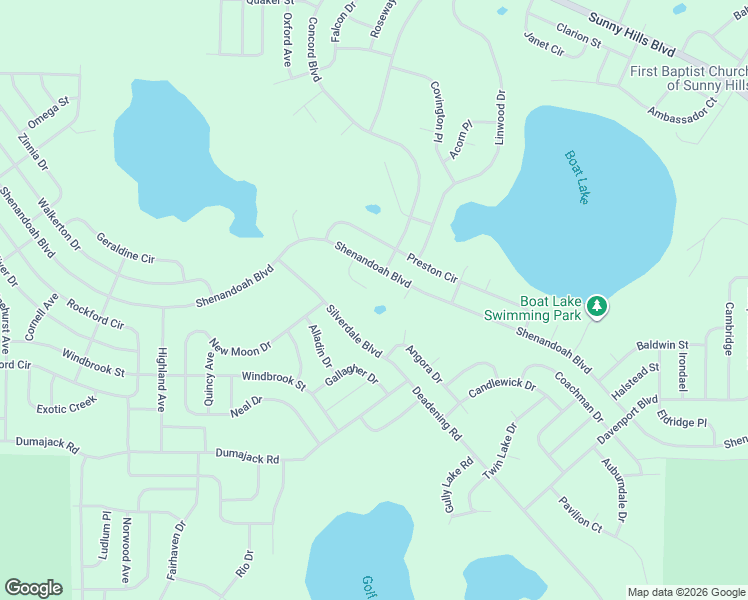 map of restaurants, bars, coffee shops, grocery stores, and more near Silverdale Boulevard in Chipley