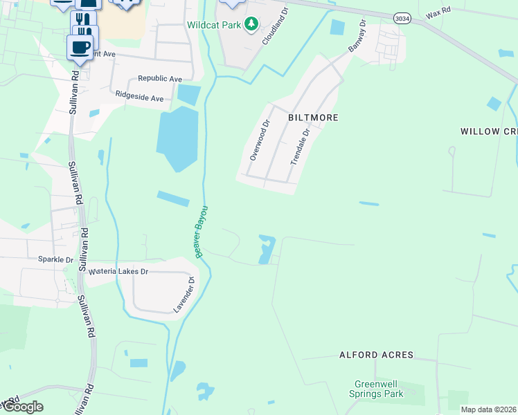 map of restaurants, bars, coffee shops, grocery stores, and more near 8282 Washington Lane in Central