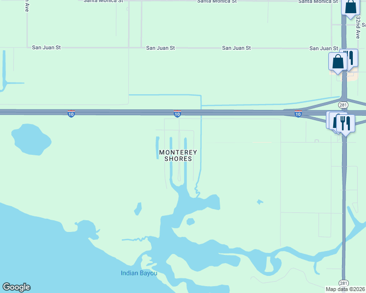 map of restaurants, bars, coffee shops, grocery stores, and more near 2641 Bayshore Parkway in Milton