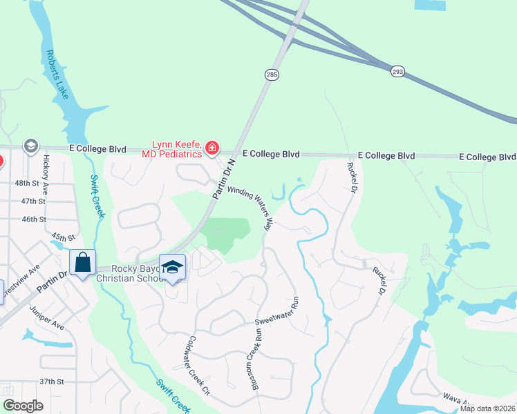 map of restaurants, bars, coffee shops, grocery stores, and more near 126 Winding Waters Way in Niceville