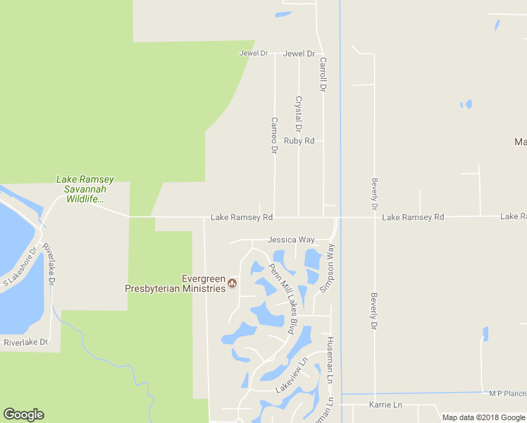 map of restaurants, bars, coffee shops, grocery stores, and more near 15125 Lake Ramsey Road in Covington