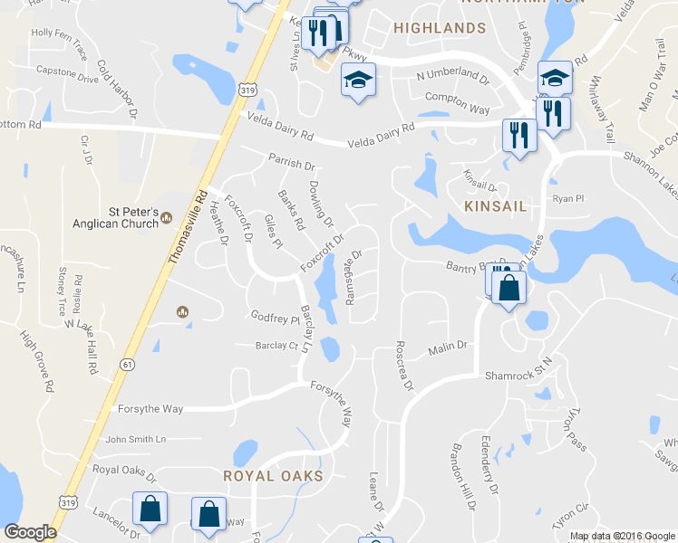 map of restaurants, bars, coffee shops, grocery stores, and more near 4620 Ramsgate Drive in Tallahassee
