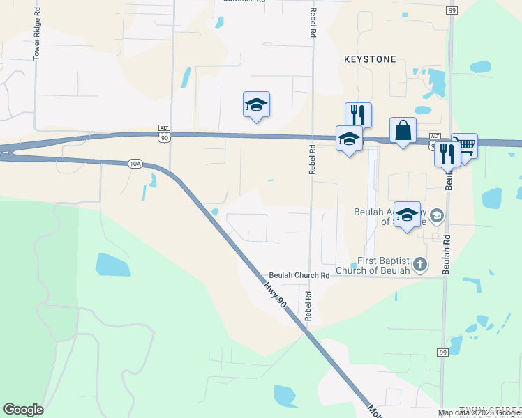 map of restaurants, bars, coffee shops, grocery stores, and more near 6043 Chester Drive in Pensacola