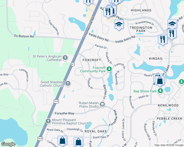 map of restaurants, bars, coffee shops, grocery stores, and more near 2946 Foxcroft Drive in Tallahassee