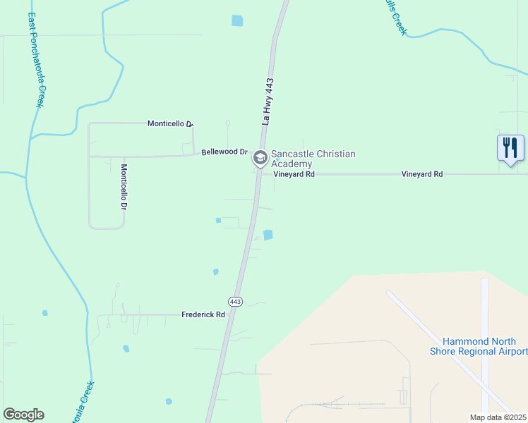 map of restaurants, bars, coffee shops, grocery stores, and more near 46530 Morris Road in Hammond