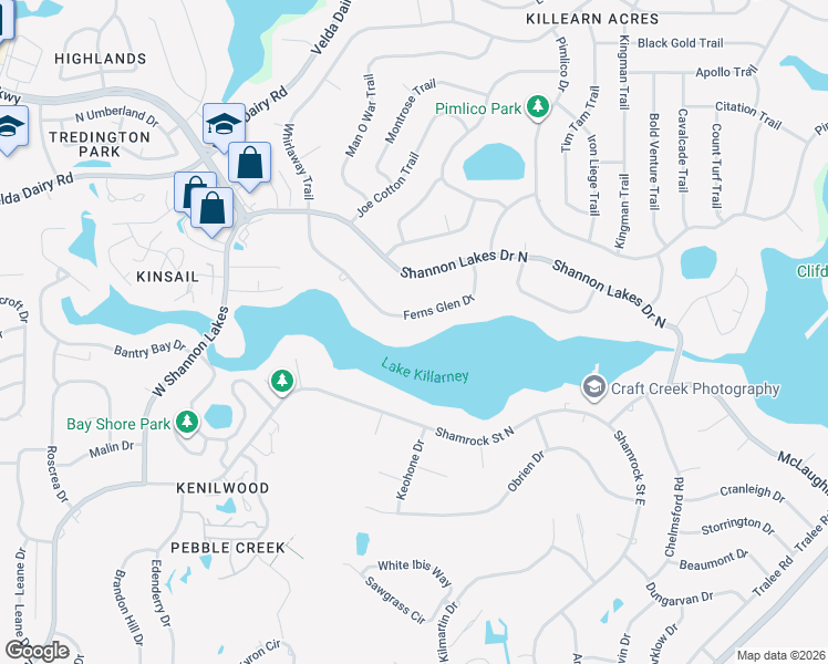 map of restaurants, bars, coffee shops, grocery stores, and more near 3171 Ferns Glen Drive in Tallahassee