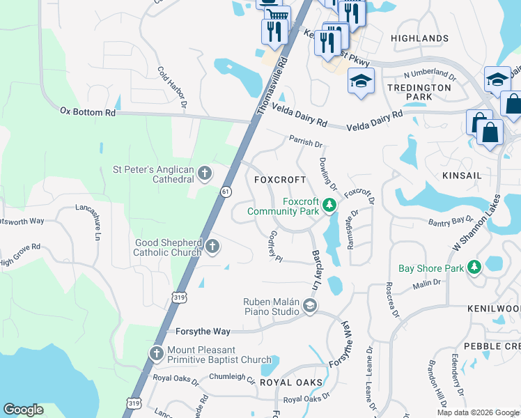 map of restaurants, bars, coffee shops, grocery stores, and more near 4824 Heathe Drive in Tallahassee