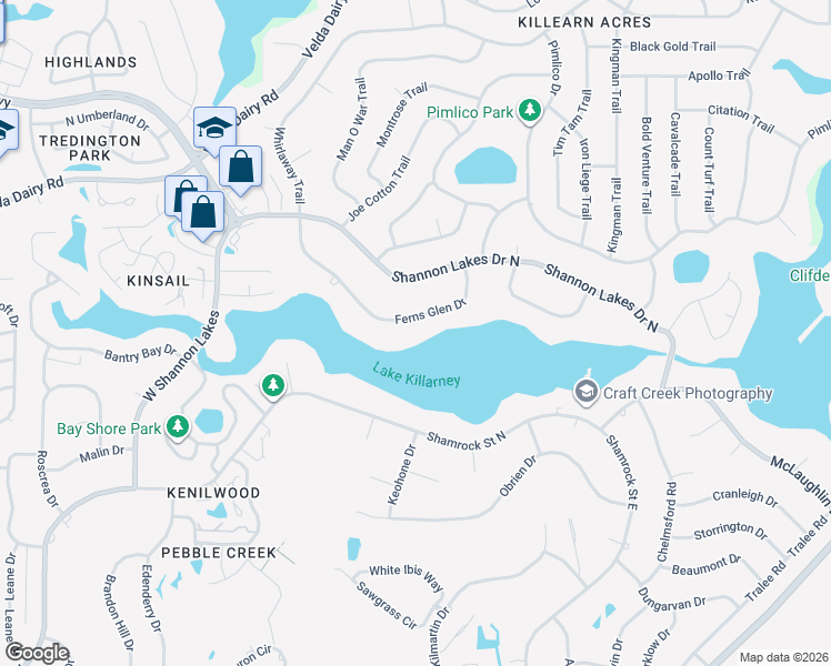 map of restaurants, bars, coffee shops, grocery stores, and more near 3175 Ferns Glen Drive in Tallahassee