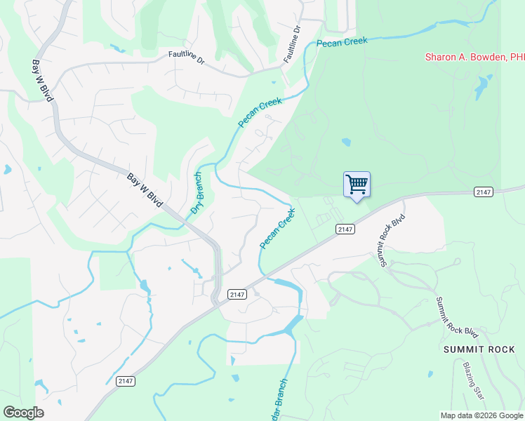 map of restaurants, bars, coffee shops, grocery stores, and more near 105 Edwards Circle in Horseshoe Bay