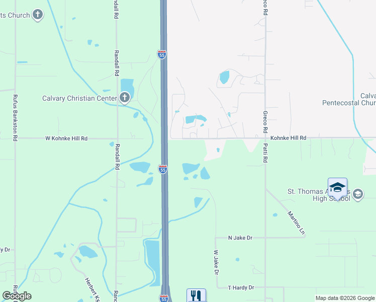 map of restaurants, bars, coffee shops, grocery stores, and more near 14086 Kohnke Hill Road in Hammond