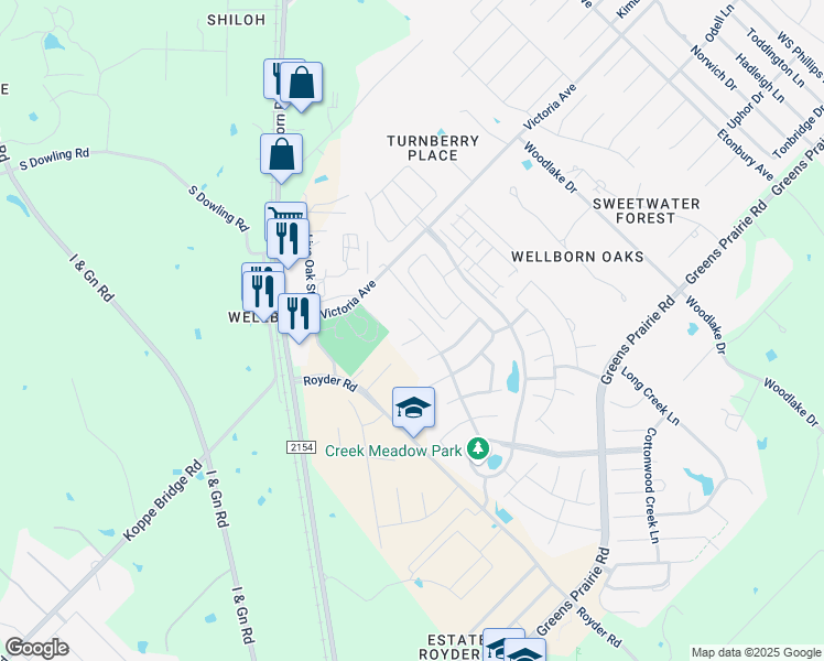 map of restaurants, bars, coffee shops, grocery stores, and more near 4210 Quartz Creek Court in College Station