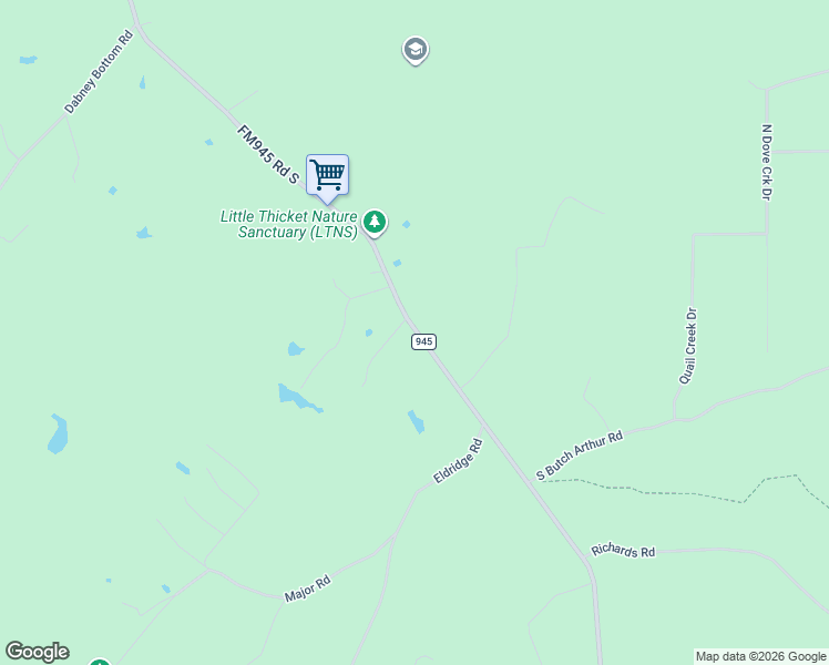 map of restaurants, bars, coffee shops, grocery stores, and more near 2231 Farm to Market Road 945 in South