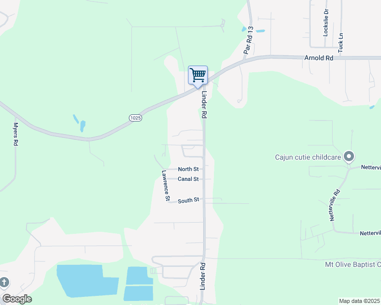 map of restaurants, bars, coffee shops, grocery stores, and more near 9421 North Street in Denham Springs