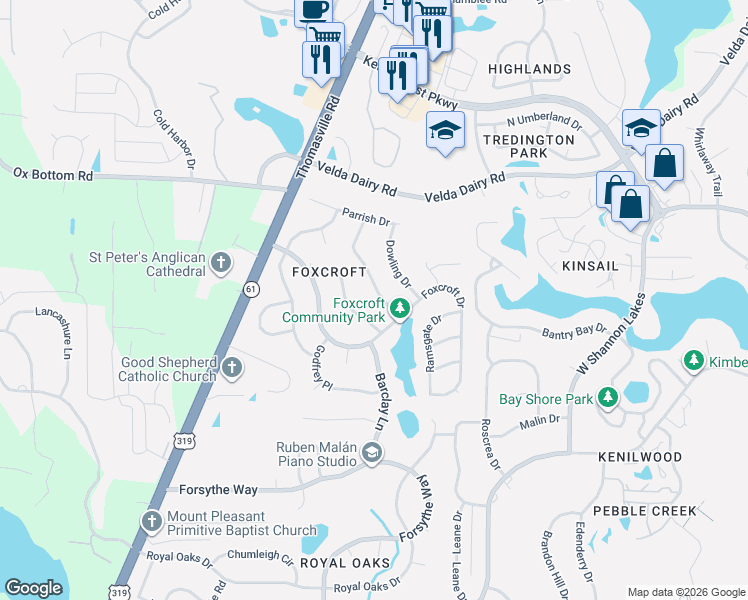map of restaurants, bars, coffee shops, grocery stores, and more near 3041 Giles Place in Tallahassee