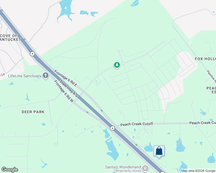 map of restaurants, bars, coffee shops, grocery stores, and more near Frontage 6 Road East in College Station
