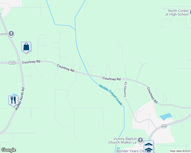 map of restaurants, bars, coffee shops, grocery stores, and more near 14462 Courtney Road in Walker
