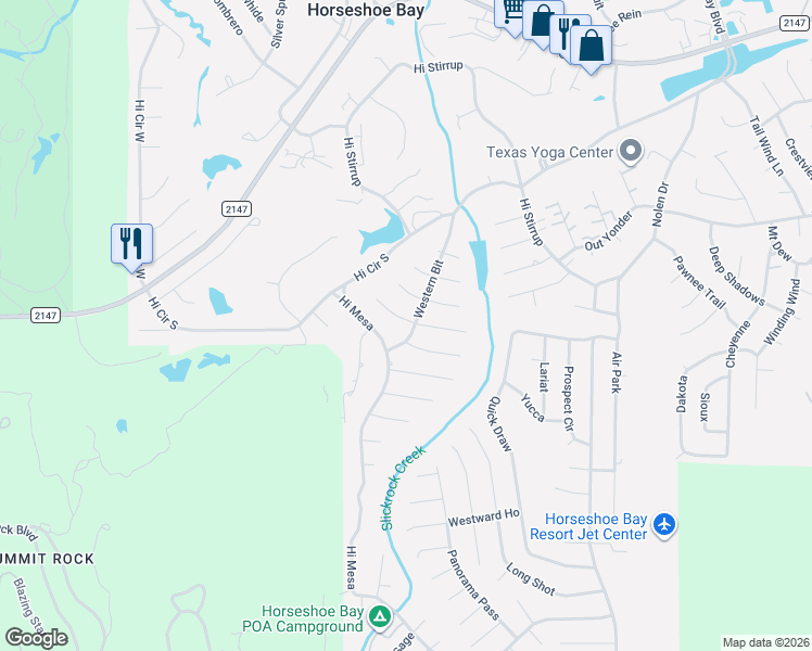 map of restaurants, bars, coffee shops, grocery stores, and more near 800 Western Bit in Horseshoe Bay