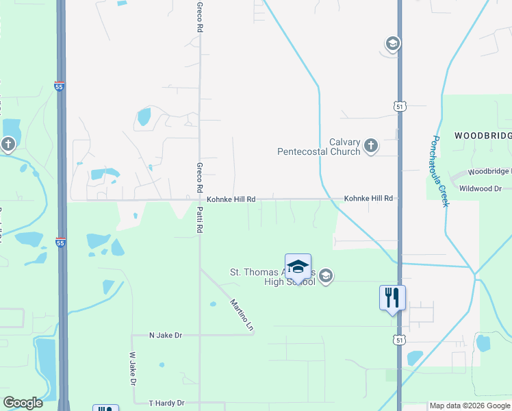 map of restaurants, bars, coffee shops, grocery stores, and more near 46482 Faye Lane in Hammond