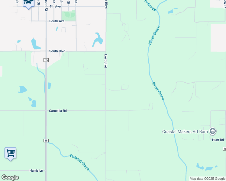 map of restaurants, bars, coffee shops, grocery stores, and more near D Frankie Lane in Silverhill