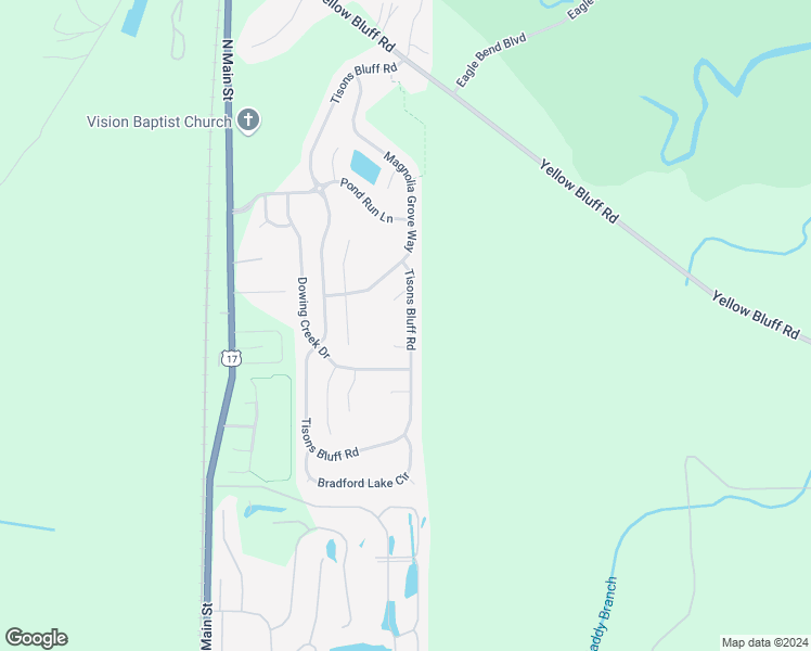 map of restaurants, bars, coffee shops, grocery stores, and more near 15709 Tison Bluff Road in Jacksonville