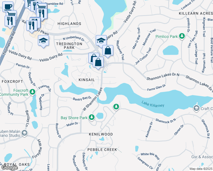 map of restaurants, bars, coffee shops, grocery stores, and more near 2352 Merrigan Place in Tallahassee